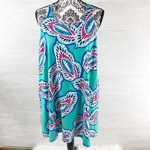 Crown & Ivy Leaf Print Shift Midi Halter Dress